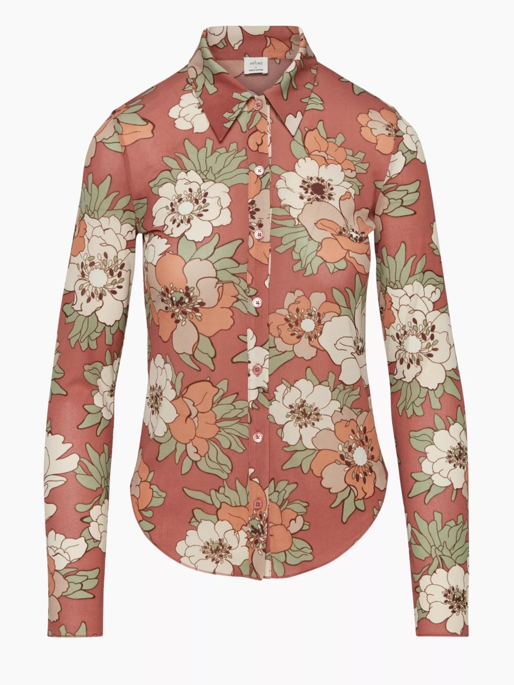 Wilfred Floral Button-Up Sheer Top